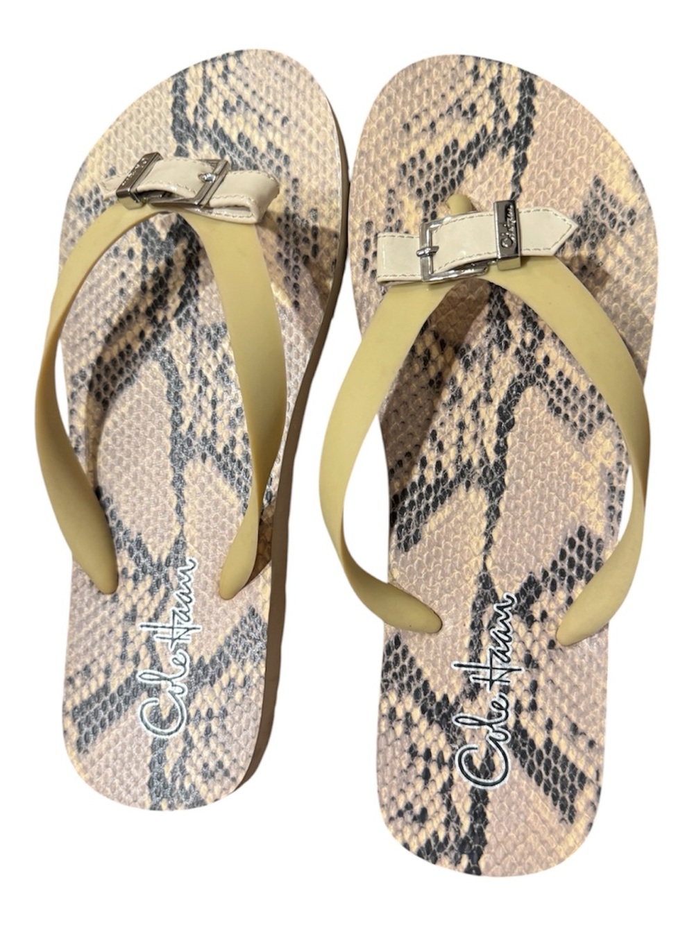 Cole Haan Snakeskin-Print Flip Flop Sandals